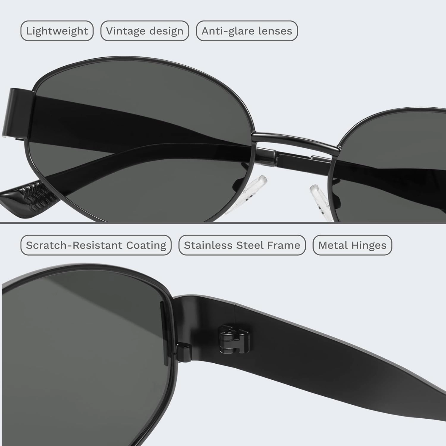 livho 2025 Trendy Oval Sunglasses - Stylish Polarized Shades for Everyday - Retro Metal Frames