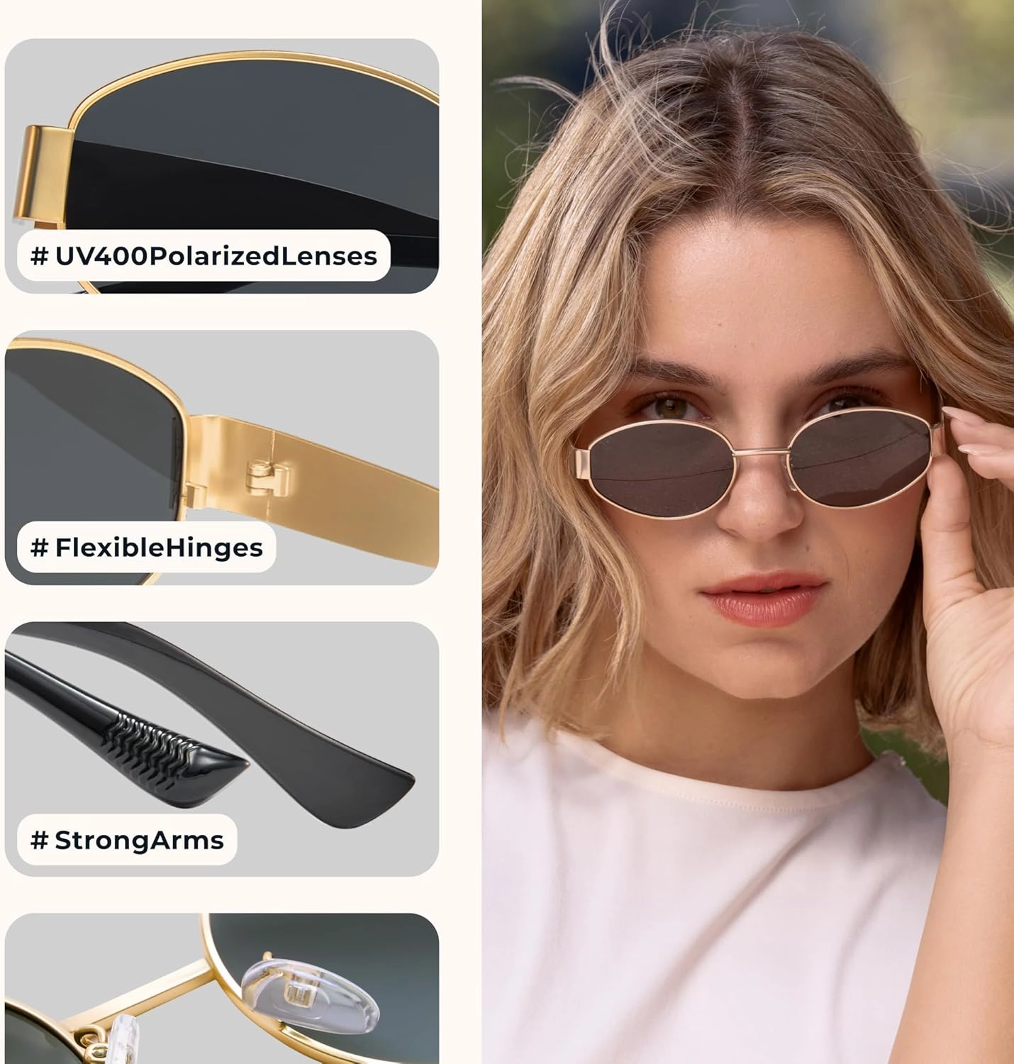 livho 2025 Trendy Oval Sunglasses - Stylish Polarized Shades for Everyday - Retro Metal Frames