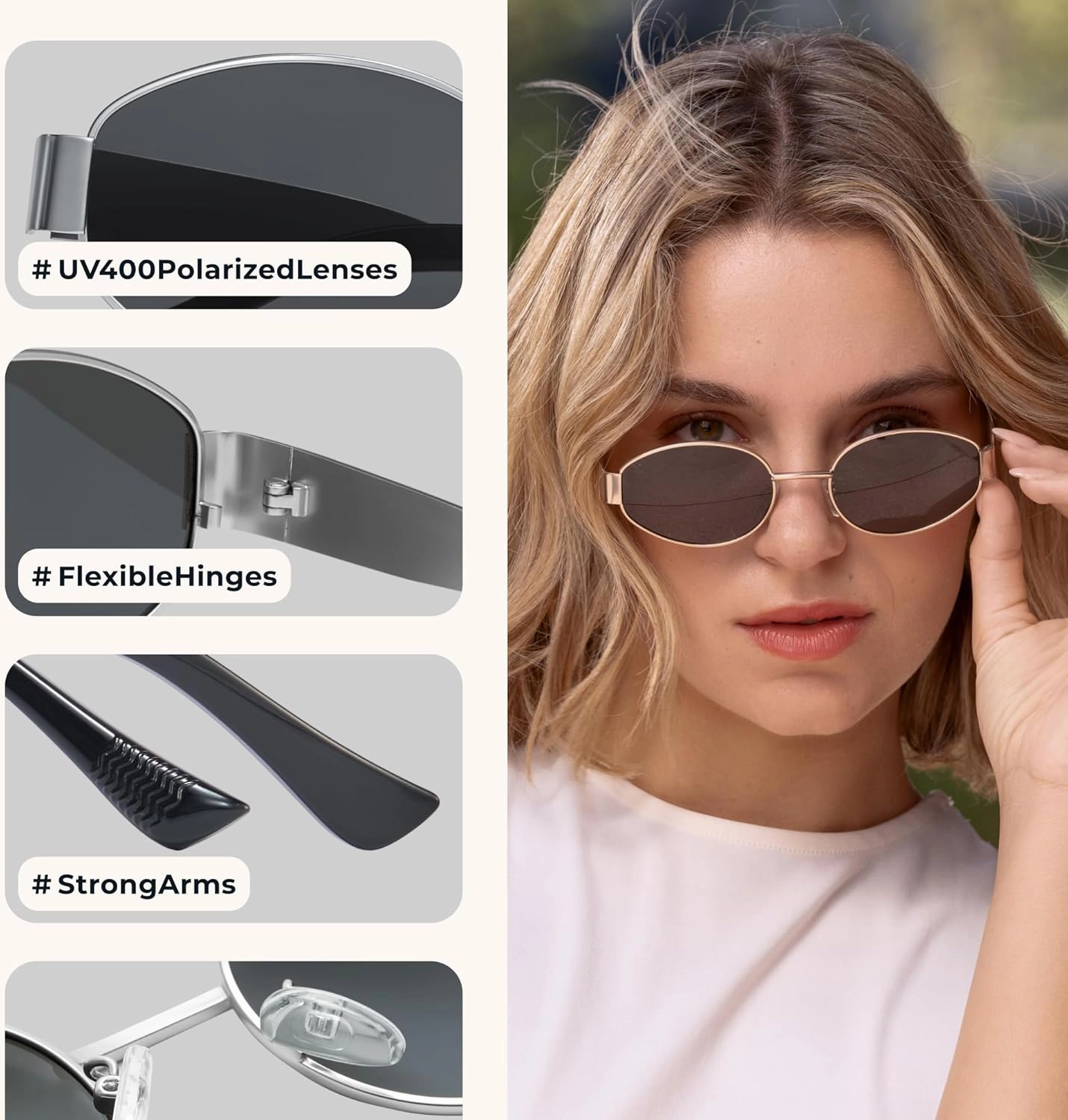 livho 2025 Trendy Oval Sunglasses - Stylish Polarized Shades for Everyday - Retro Metal Frames