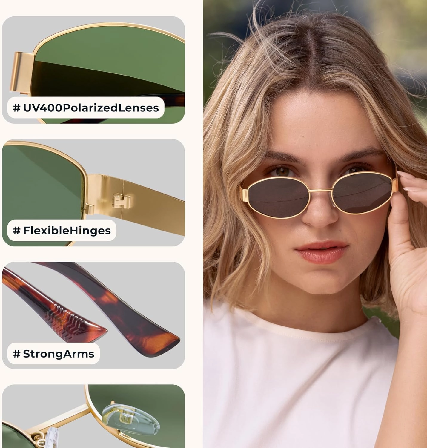 livho 2025 Trendy Oval Sunglasses - Stylish Polarized Shades for Everyday - Retro Metal Frames