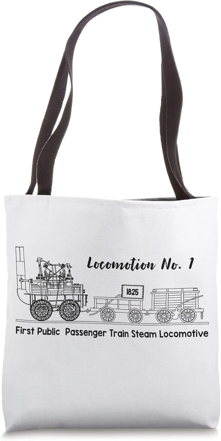 Locomotion No. 1 First Passenger Steam Train Blueprint Tote Bag