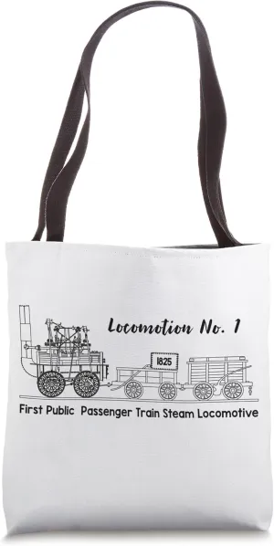 Locomotion No. 1 First Passenger Steam Train Blueprint Tote Bag