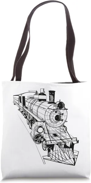 Locomotive Drawing Railway Fan Railroad Track Tote Bag