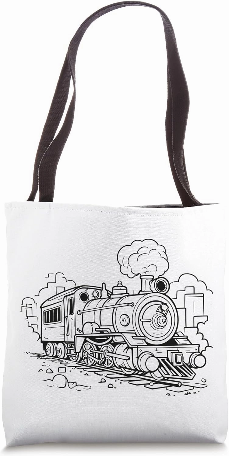 Locomotive One Line Drawing Locomotives Tote Bag