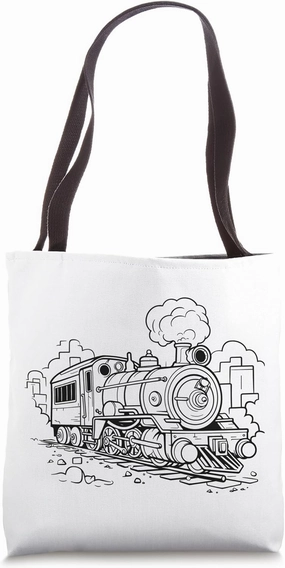 Locomotive One Line Drawing Locomotives Tote Bag