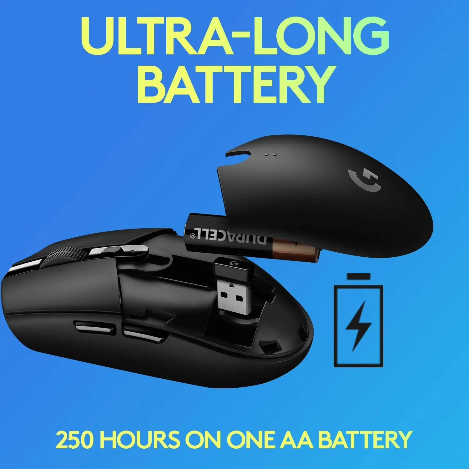 Logitech G305 LIGHTSPEED Wireless Gaming Optical Mouse, Hero 12K Sensor, 12,000 DPI, Lightweight, 6 Programmable Buttons, 250h Battery Life, On-Board Memory, PC/Mac - Blue