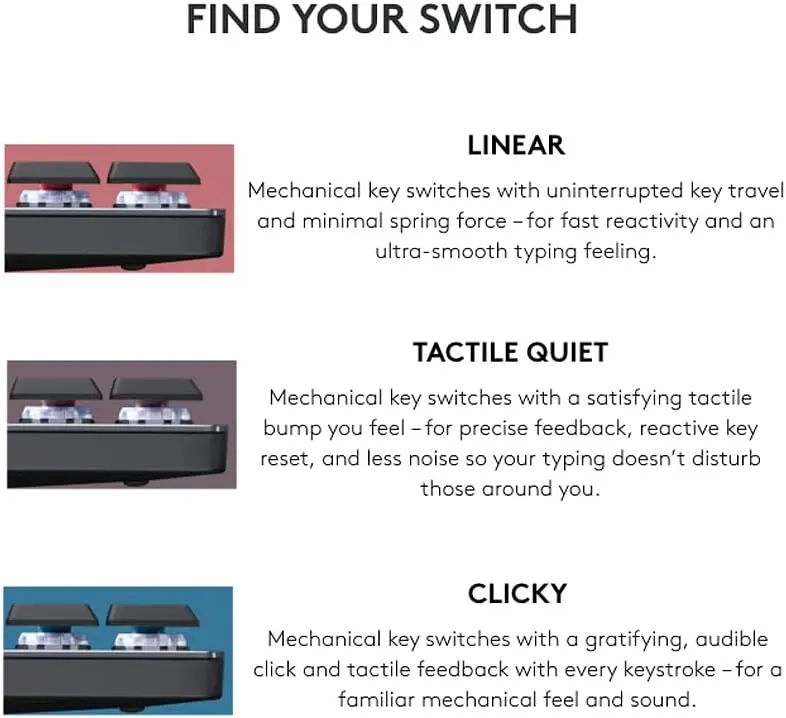 Logitech MX Mechanical Mini Wireless Illuminated Keyboard, Linear Switches, Backlit, Bluetooth, USB-C, macOS, Windows, Linux, iOS, Android, Metal