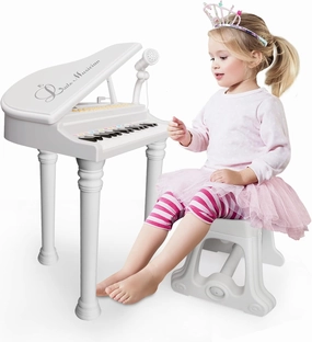 Love&Mini Piano Toy Keyboard 31 Keys for Age 3  Year Old Girls Boys Birthday Gifts, Kids Keyboard Toy Instruments Piano with Microphone and Stool