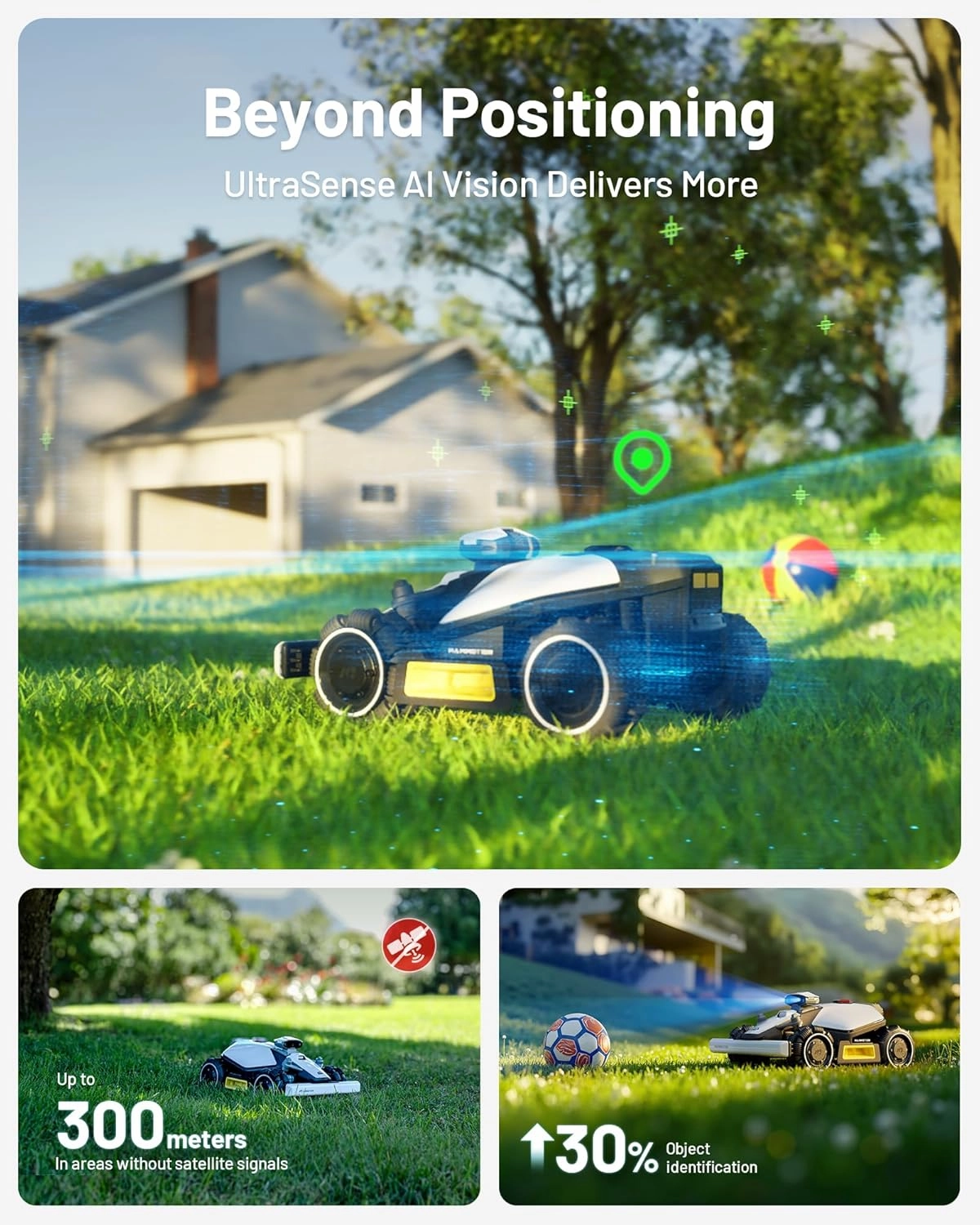 LUBA Mini AWD 800H Robot Lawn Mower with 4G, Reception 0.2 Acre, Max. 0.25 Acre, All-Wheel-Drive for 80% Slope, UltraSense AI Vision RTK Auto-Mapping, Cutting Height 2.2"-4.0"
