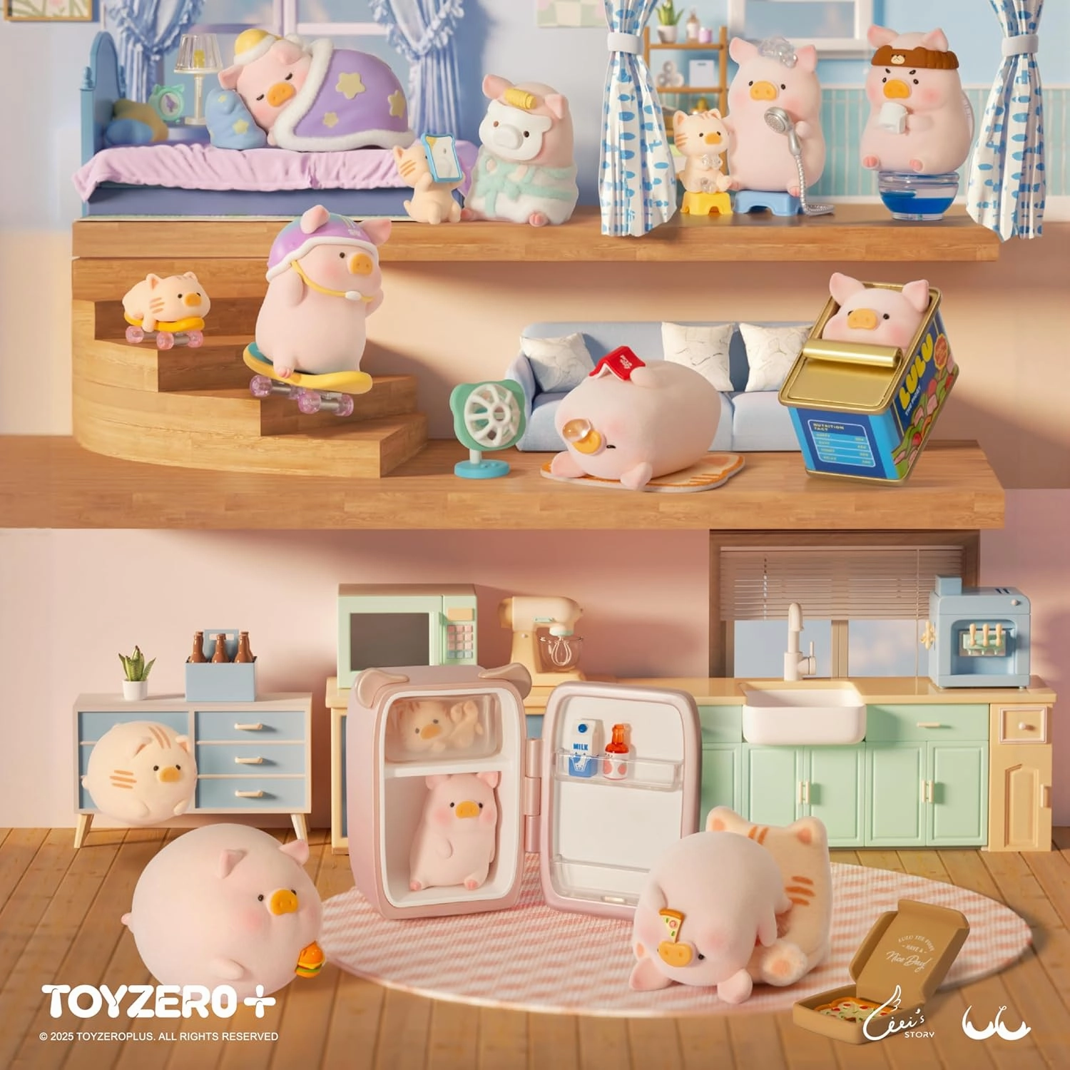 Lulu The Piggy Blind Box Figures - Stay with You Series Blind Boxes Mystery Box Cute Animal Figurines Collectible Toys Home Decorations Holiday Birthday Gifts, Single Box