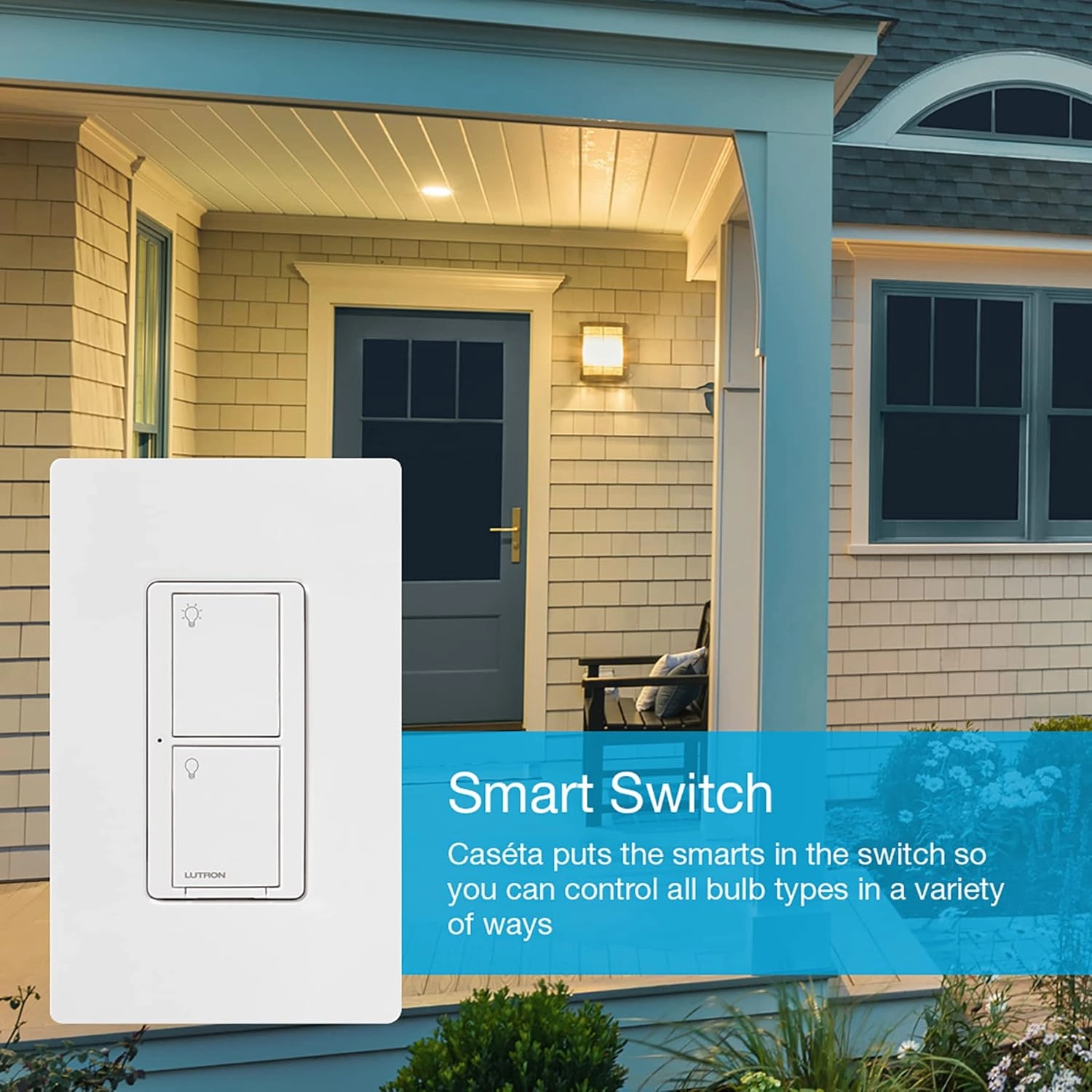 Lutron Caseta Original Smart Switch (Lutron Smart Hub Required), for LED Lights and Fans, 6 Amp, Single-Pole/3-Way, Neutral Required, PD-6ANS-BL, Black