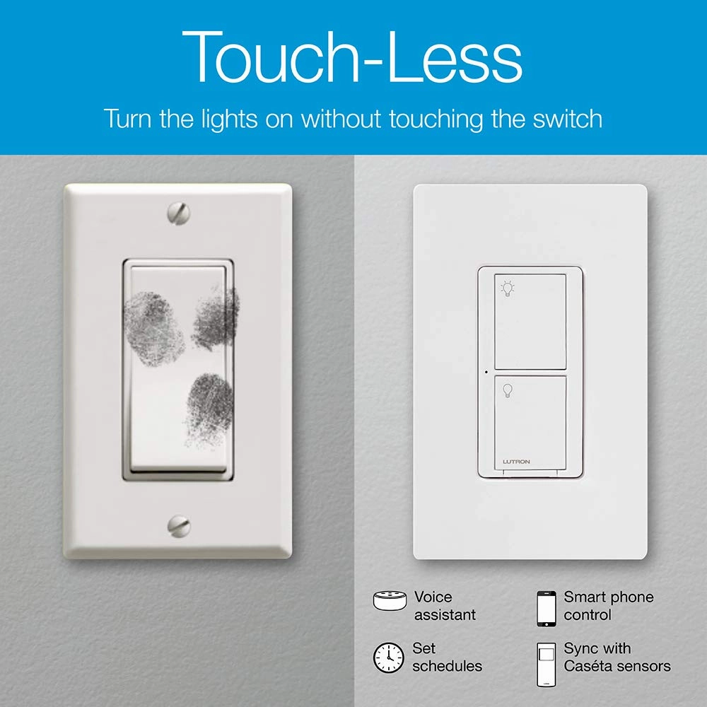 Lutron Caseta Original Smart Switch (Lutron Smart Hub Required), for LED Lights and Fans, 6 Amp, Single-Pole/3-Way, Neutral Required, PD-6ANS-BL, Black