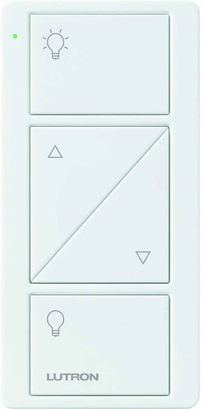 Lutron Pico Remote for Caseta Smart Dimmer Switch, 2-Button Control with Raise and Lower, For Table Top or Wallmount Use, PJ2-2BRL-GWH-L01, White
