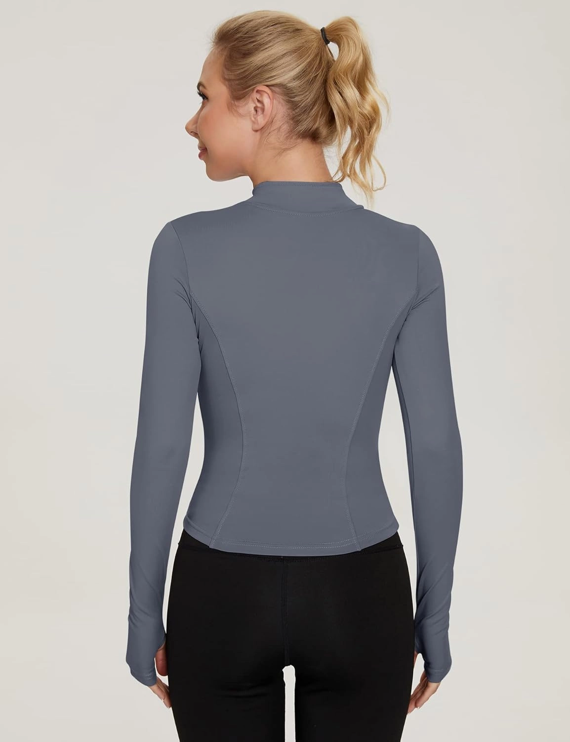 LUYAA Women's Workout Jacket Lightweight Zip Up Yoga Jacket Cropped Athletic Slim Fit Tops