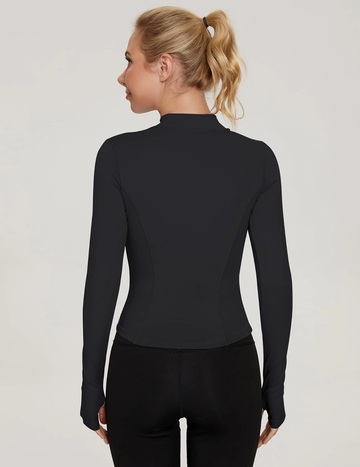 LUYAA Women's Workout Jacket Lightweight Zip Up Yoga Jacket Cropped Athletic Slim Fit Tops