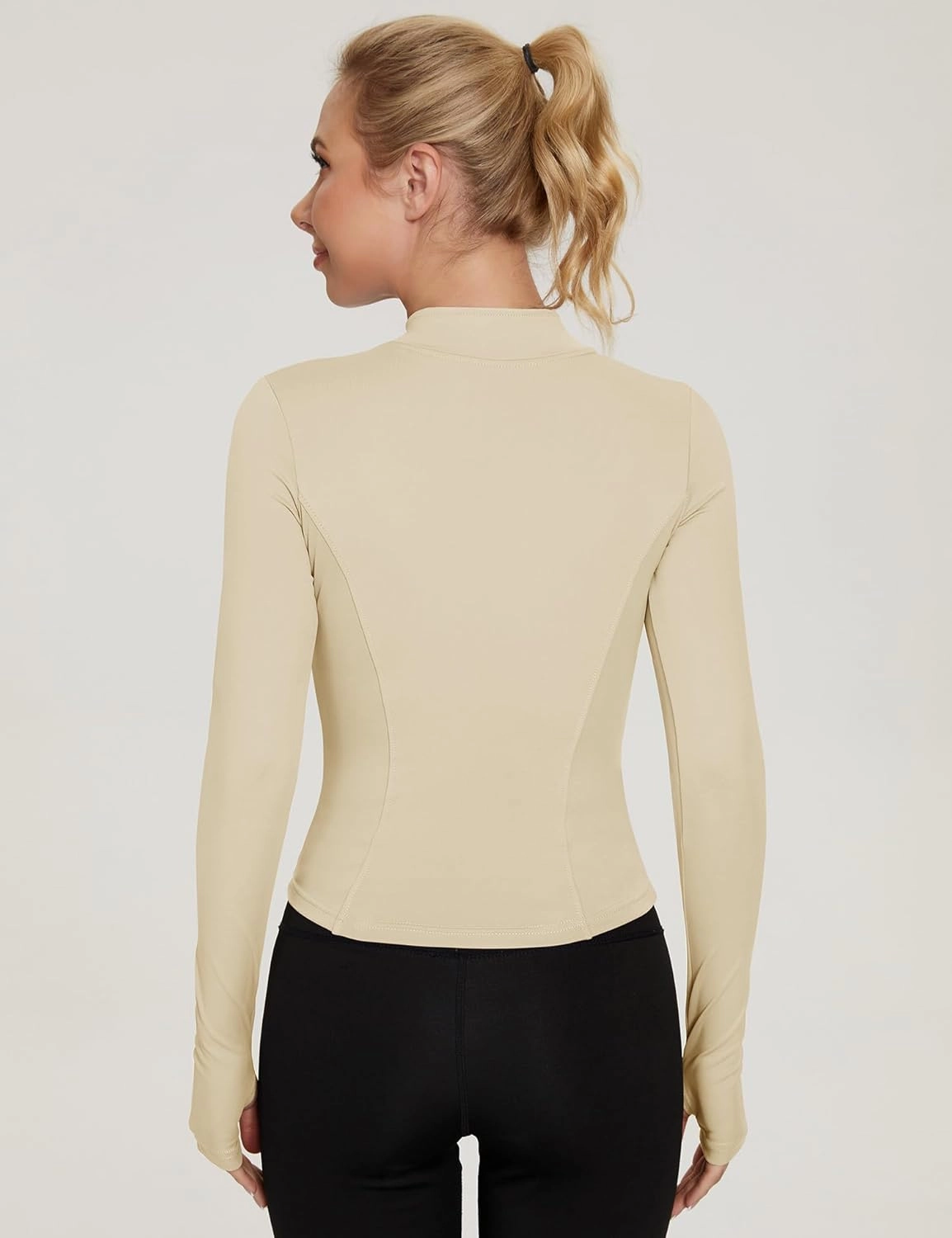 LUYAA Women's Workout Jacket Lightweight Zip Up Yoga Jacket Cropped Athletic Slim Fit Tops