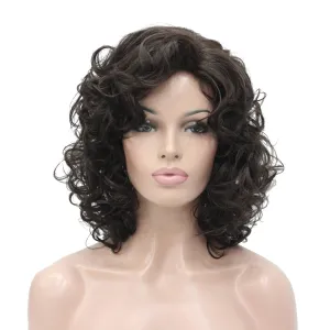 Lydell Short Length Chestnut Brown Afro Curl Full Synthetic Wig Women Wigs (Chestnut Brown)
