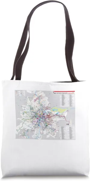 Lyon. France. Metropolitan. Travel. Map. Tote Bag