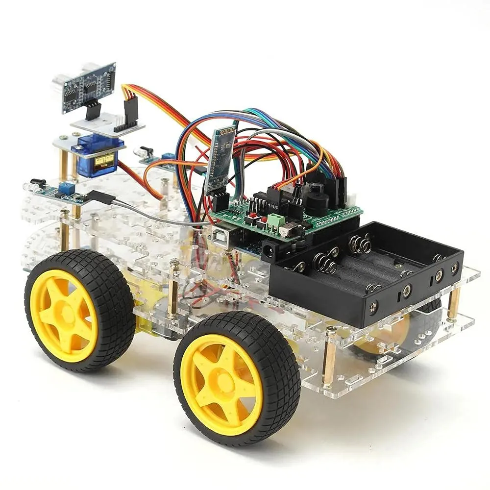 Lysee 3D Printer Parts & Accessories - 2WD R3 Development Board L298N Ultrasonic Module Servo Smart Tracking Moteur Robot Car Kit for - (Color: Car Robot kit)