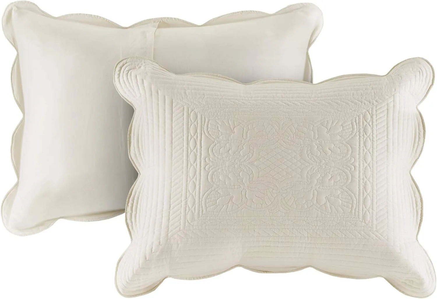 Madison Park Tuscany Quilt Set-Casual Damask Stitching Design Lightweight Coverlet Bedspread Bedding, Shams, King/Cal King(108"x96"), Medallion Cream 3 Piece