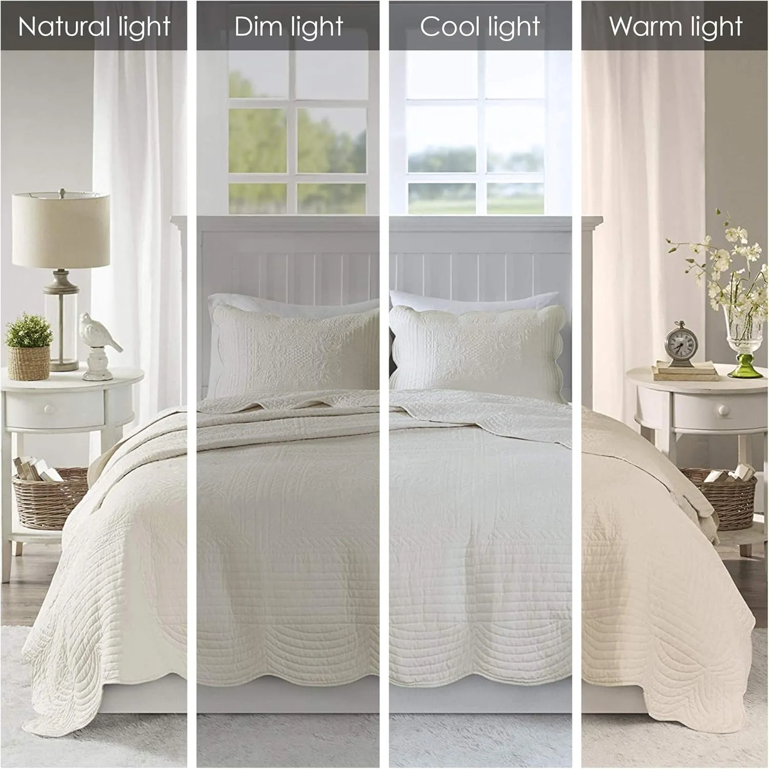 Madison Park Tuscany Quilt Set-Casual Damask Stitching Design Lightweight Coverlet Bedspread Bedding, Shams, King/Cal King(108"x96"), Medallion Cream 3 Piece