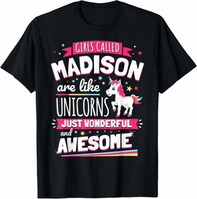 Madison Forename Prename First Given Name Unicorn T-Shirt T-Shirt