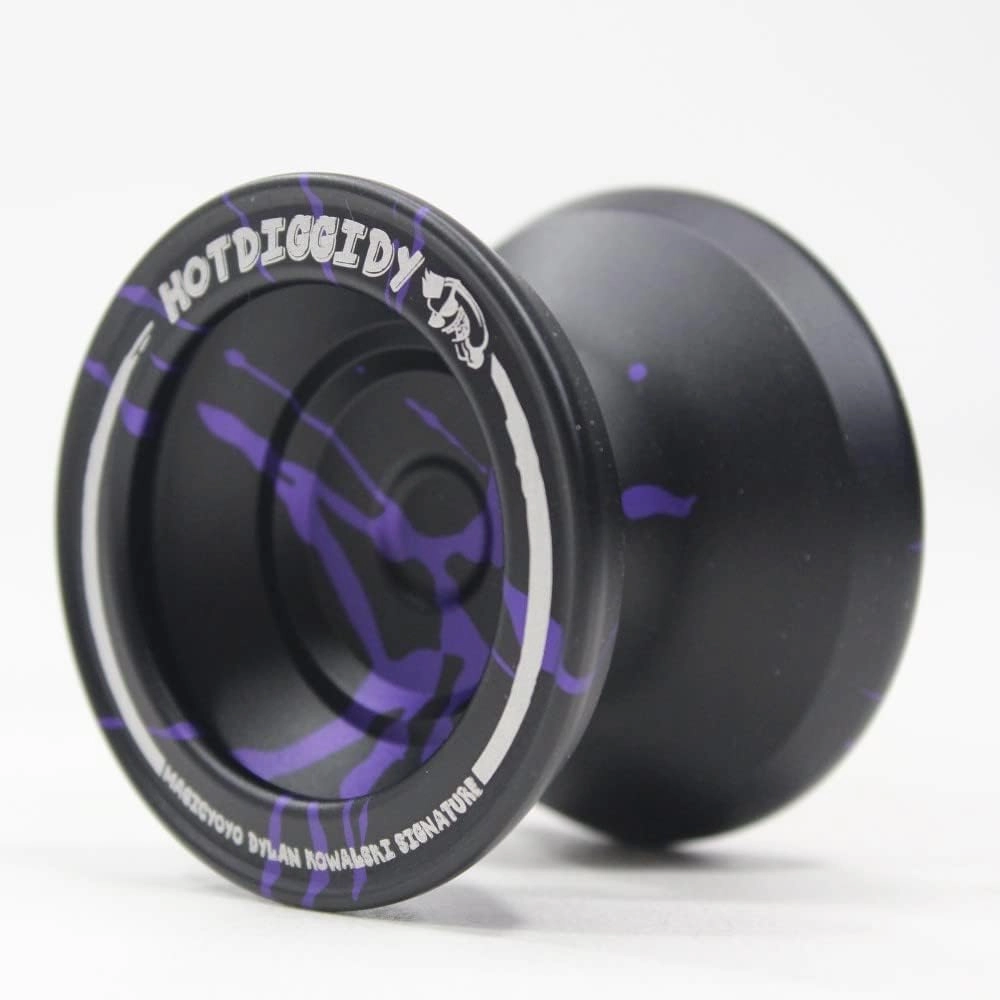 MAGICYOYO HOTDIGGIDY Yo-Yo - 6061 Aluminum - Dylan Kowalski Signature YoYo (Black with Purple Splash)