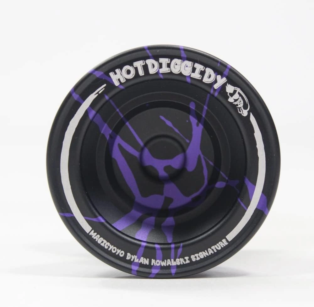 MAGICYOYO HOTDIGGIDY Yo-Yo - 6061 Aluminum - Dylan Kowalski Signature YoYo (Black with Purple Splash)
