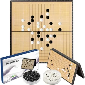 Magnetic Go Game Set 19x19 Chinese Chess Set Portable with Magnetic Plastic Stones Portable and Travel Ready Set (15 Inch)