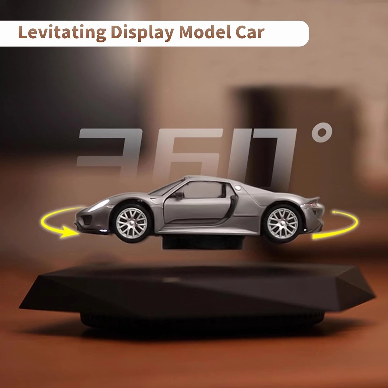 Magnetic Levitating Car - 360° Floating Display Model Realistic Zinc Alloy Sports Car, Perfect Cool Gadgets for Model Enthusiasts (Gray)