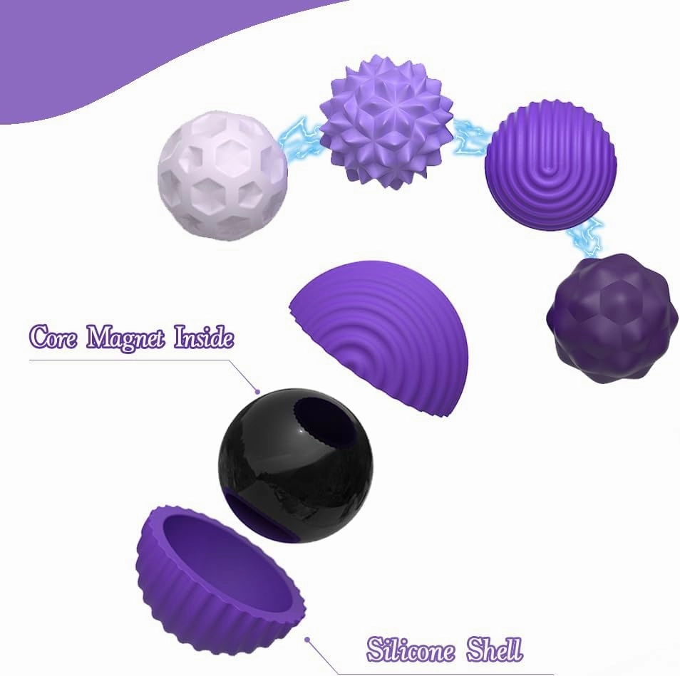 Magnetic Sensory Fidget Ball Toy, Attracting Stress Ball with Silicone Shell for Adults and Teens, Peace of Hands and Anxiety Mind, Fun Stress Free Magnet Balls