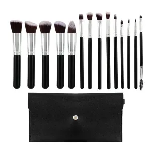 Makeup Brushes 14 Pcs Set,Professional Makeup Kit,Make up Brush Foundation Powder Brush Eyebrow Eyeshadow Brush Contour Concealer Brush with Organizer Bag (Silver)
