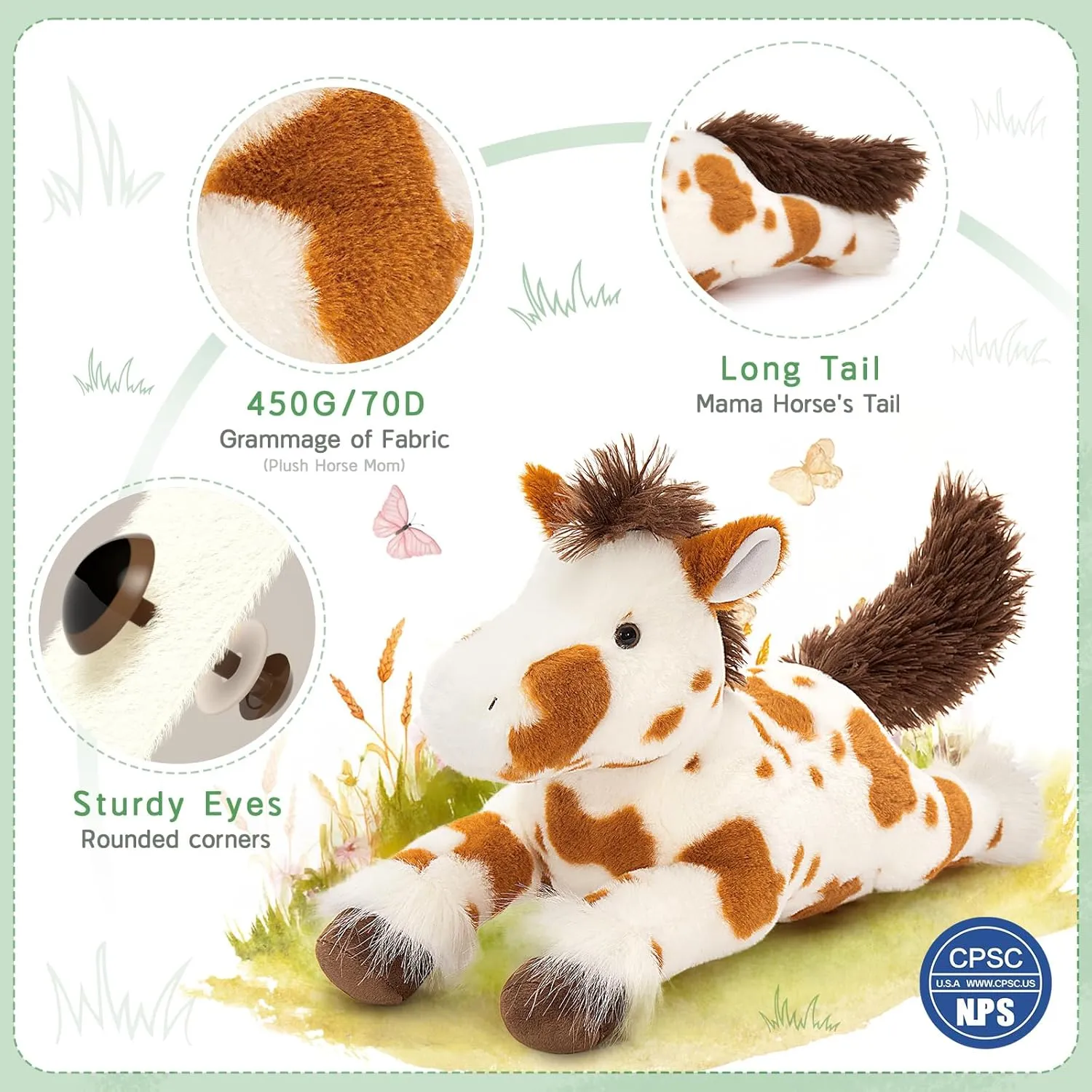 MaoGoLan 4 Pcs Horse Plush Stuffed Animal, Large Mommy Spotted Horse with Babies Pony Toys, Pony Plushies Bulk for Kids, Christmas Birthday Gift, 21 inches