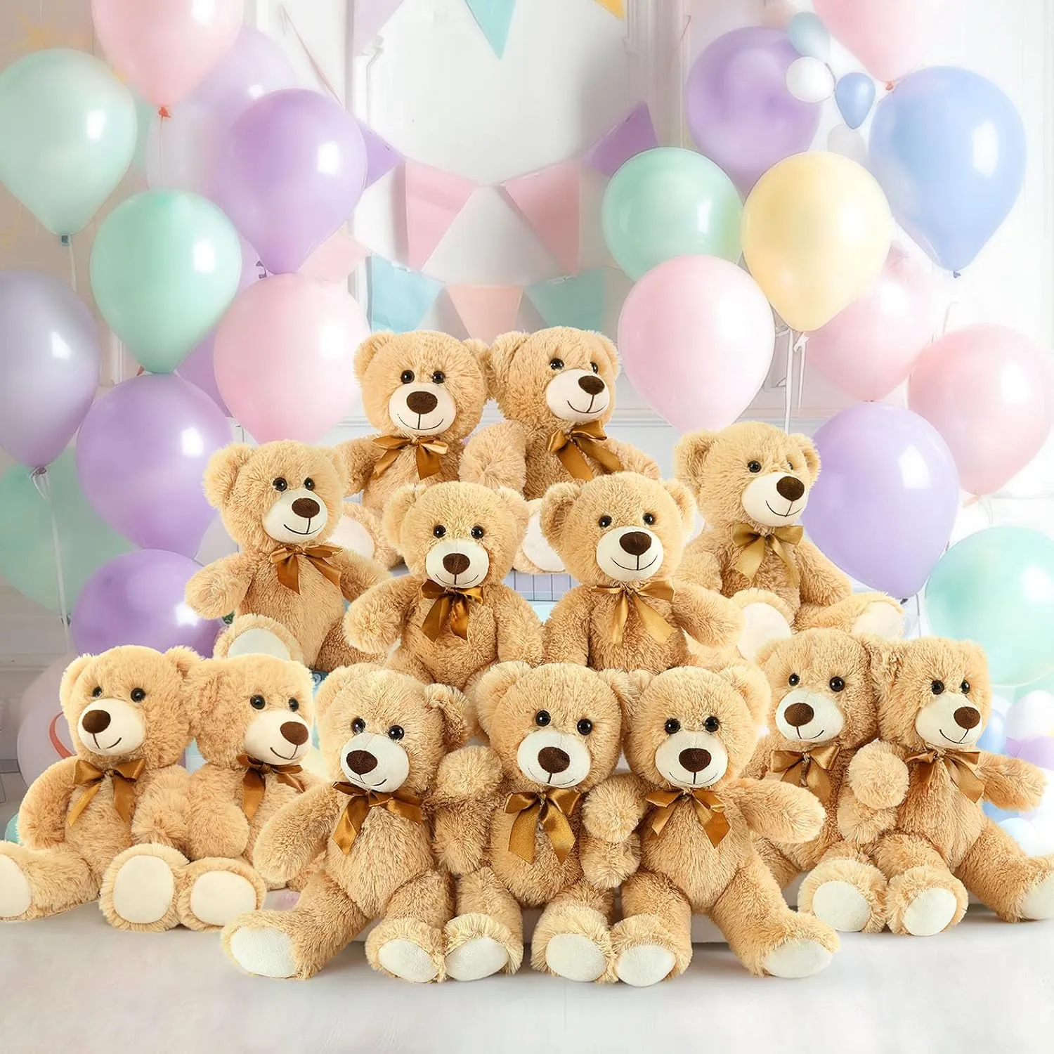MaoGoLan Bulk Teddy Bear Baby Shower, 20 Packs Small Teddy Bear Stuffed Animals in Bulk,13.5" Small Stuffed Bears Plush for Wedding,Birthday,Christmas, Party Decorations