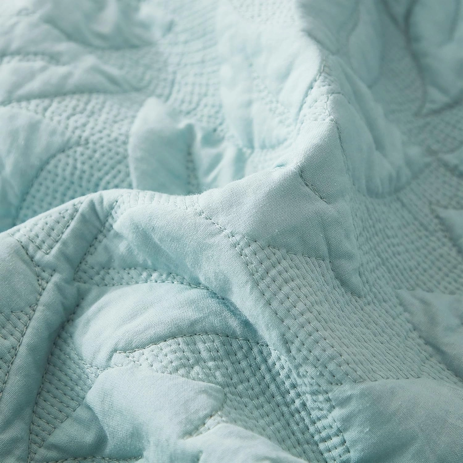 MarCielo 3-Piece 100% Cotton Oversized Bedspread Lightweight Quilt Coverlet Embroidery Farmhouse Bedding Set T0 (Aruba Blue, King (118"x106"))