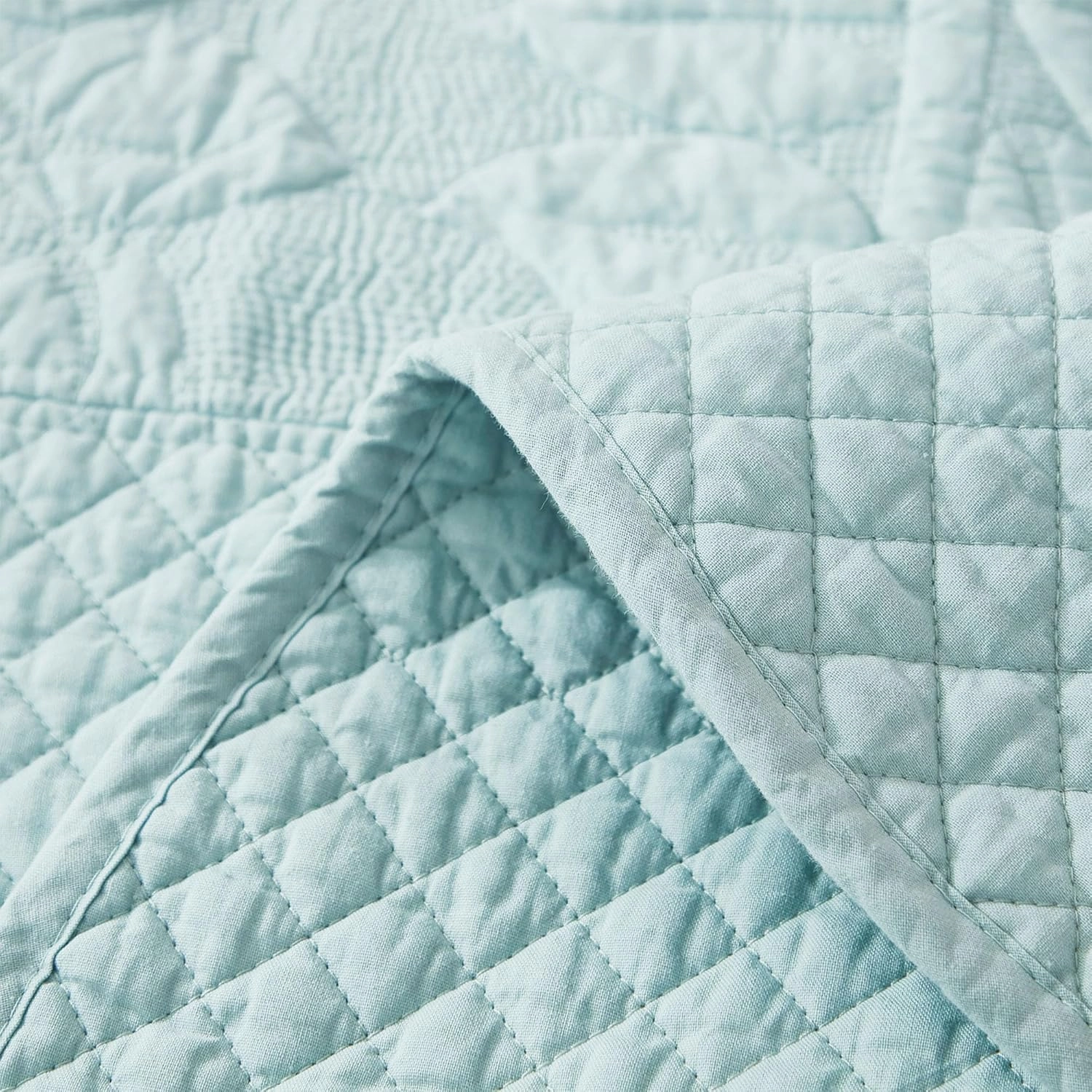 MarCielo 3-Piece 100% Cotton Oversized Bedspread Lightweight Quilt Coverlet Embroidery Farmhouse Bedding Set T0 (Aruba Blue, King (118"x106"))