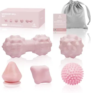 Massage Ball Set for Myofascial Trigger Point Release & Deep Tissue Massage, Firm/Soft Mountable Self/Peanut/Spiky/Hand Exercise Ball