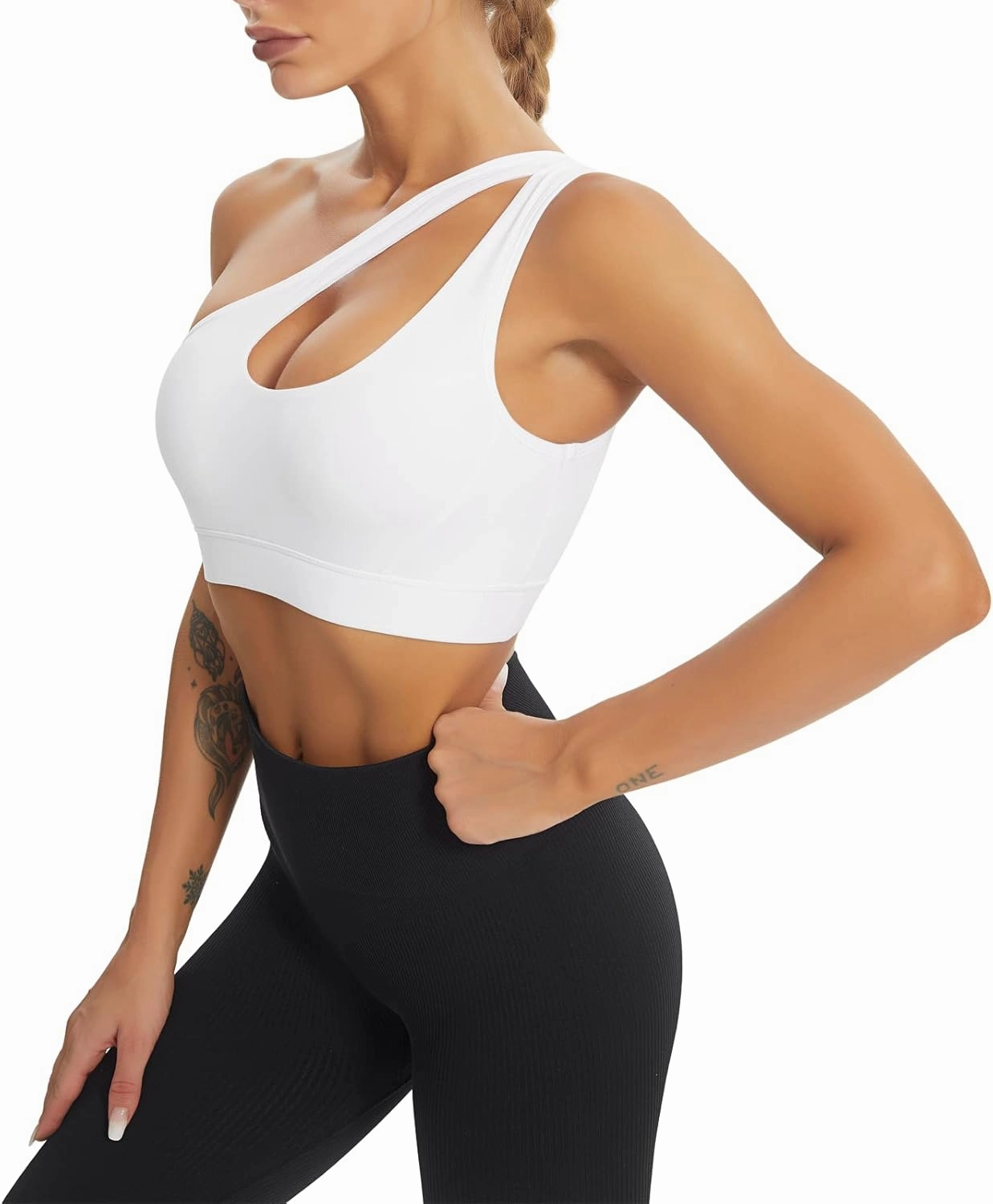 MATHACINO Sports Bra for Women, Criss Cross Racerback Yoga Bra Gym Top Workout Bra with Removable Pad Medium Support