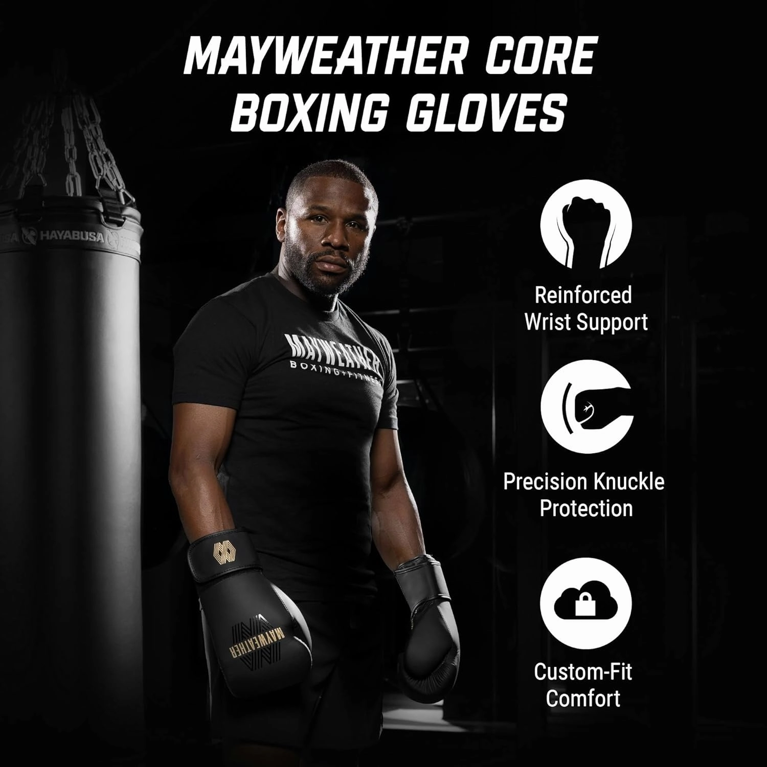 Mayweather Core Boxing Gloves for Men, Women – Lightweight, Durable Training Gloves for Boxing, Sparring, and Heavy Bag Work