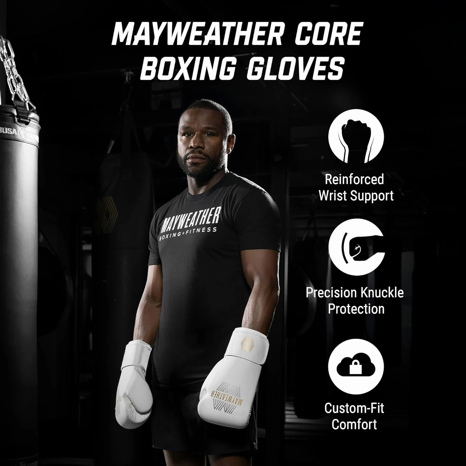 Mayweather Core Boxing Gloves for Men, Women – Lightweight, Durable Training Gloves for Boxing, Sparring, and Heavy Bag Work