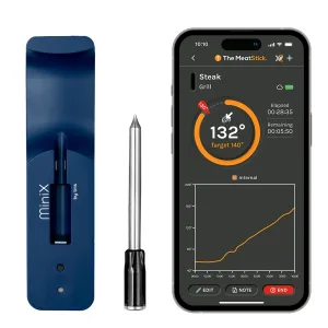MeatStick Mini X Set | Wireless Meat Thermometer with Bluetooth | for Kitchen, Air Fryer, Deep Frying, Oven, Sous Vide, BBQ, Grill, Rotisserie | Limited Range