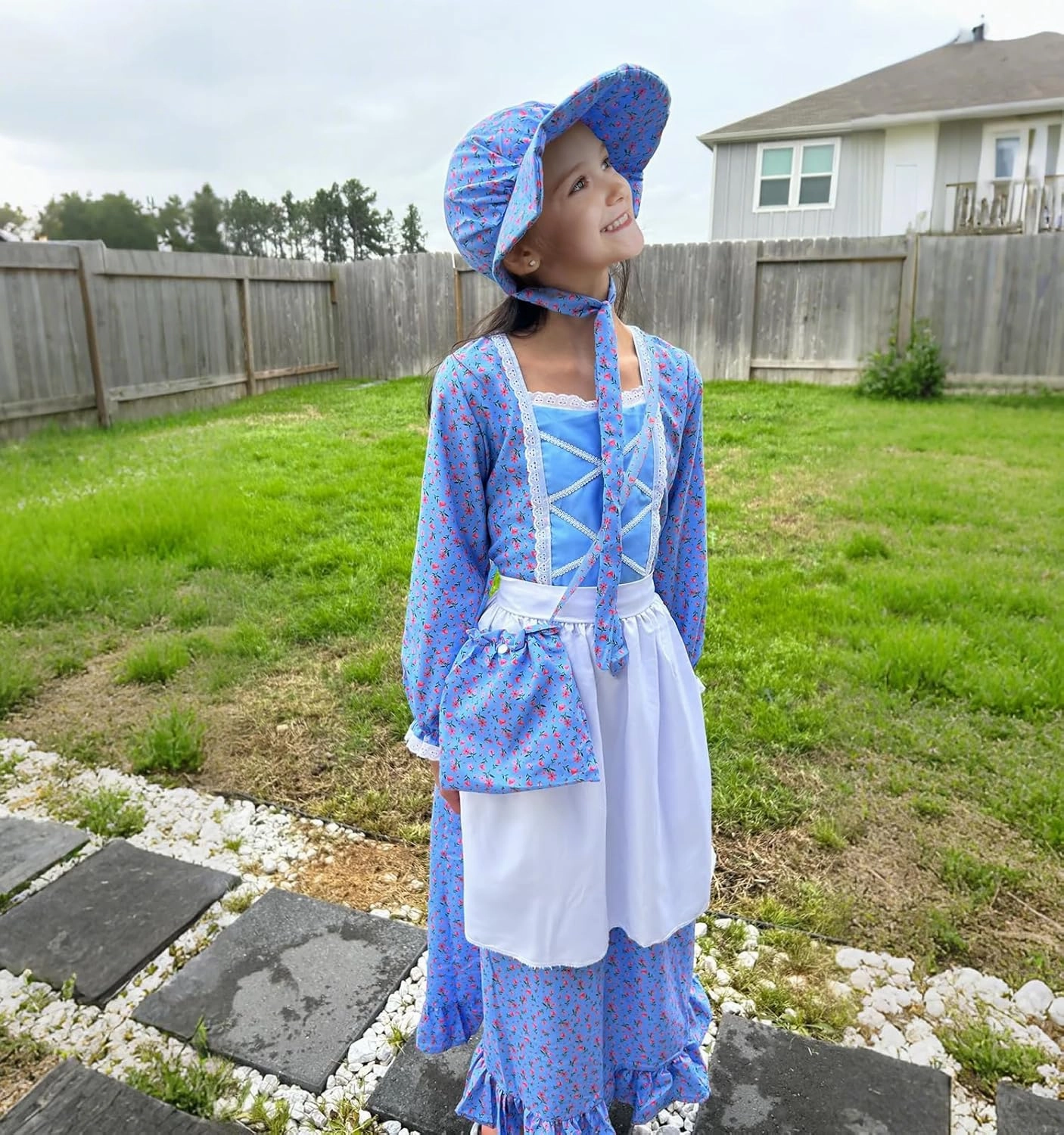 Meland Pioneer Girl Dress, Colonial Costume for Girls Age 3-12 Year Old for Dress Up & Pretend Play