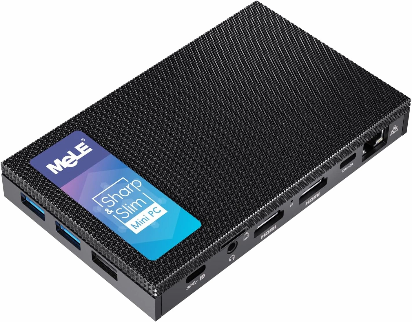 MeLE Quieter4C Ultrathin Fanless N100 Mini PC 16GB LPDDR4x 512GB SSD Micro PC 2X HDMI 4K USB-C Triple Display 2.4G/5GHz WiFi BT5.1 GbE Small Desktop Computer on Office IoT Astrophotography NAS MES WMS