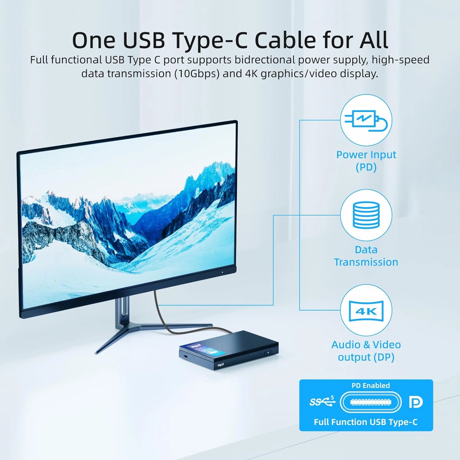 MeLE Quieter4C Ultrathin Fanless N100 Mini PC 16GB LPDDR4x 512GB SSD Micro PC 2X HDMI 4K USB-C Triple Display 2.4G/5GHz WiFi BT5.1 GbE Small Desktop Computer on Office IoT Astrophotography NAS MES WMS