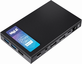 MeLE Quieter4C Ultrathin Fanless N100 Mini PC 16GB LPDDR4x 512GB SSD Micro PC 2X HDMI 4K USB-C Triple Display 2.4G/5GHz WiFi BT5.1 GbE Small Desktop Computer on Office IoT Astrophotography NAS MES WMS