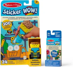 Melissa & Doug Sticker Wow!™ Bulldozer Bundle: 24-Page Activity Pad, Sticker Stamper, 500 Stickers, Arts and Crafts Fidget Toy Collectible Character