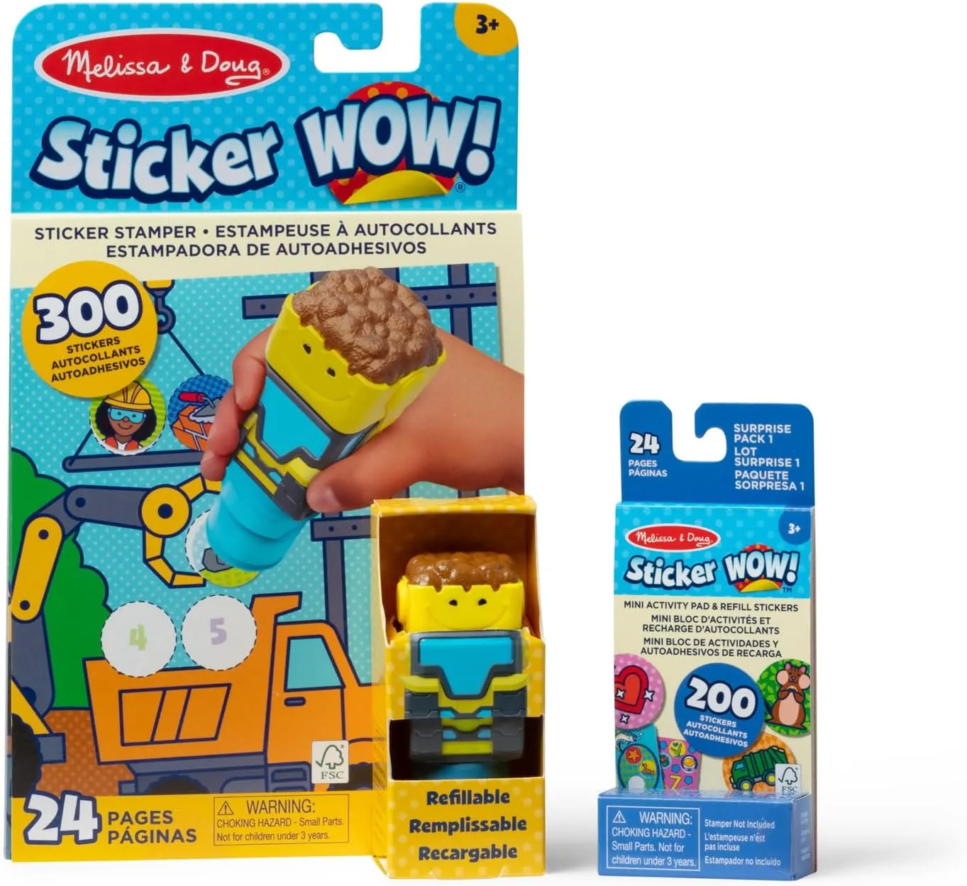 Melissa & Doug Sticker Wow!™ Bulldozer Bundle: 24-Page Activity Pad, Sticker Stamper, 500 Stickers, Arts and Crafts Fidget Toy Collectible Character