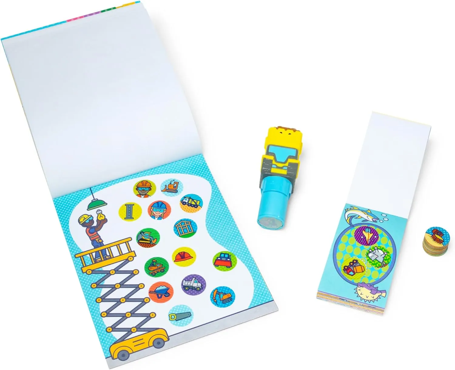 Melissa & Doug Sticker Wow!™ Bulldozer Bundle: 24-Page Activity Pad, Sticker Stamper, 500 Stickers, Arts and Crafts Fidget Toy Collectible Character