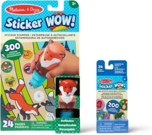 Melissa & Doug Sticker Wow!™ Fox Bundle: 24-Page Activity Pad, Sticker Stamper, 500 Stickers, Arts and Crafts Fidget Toy Collectible Character