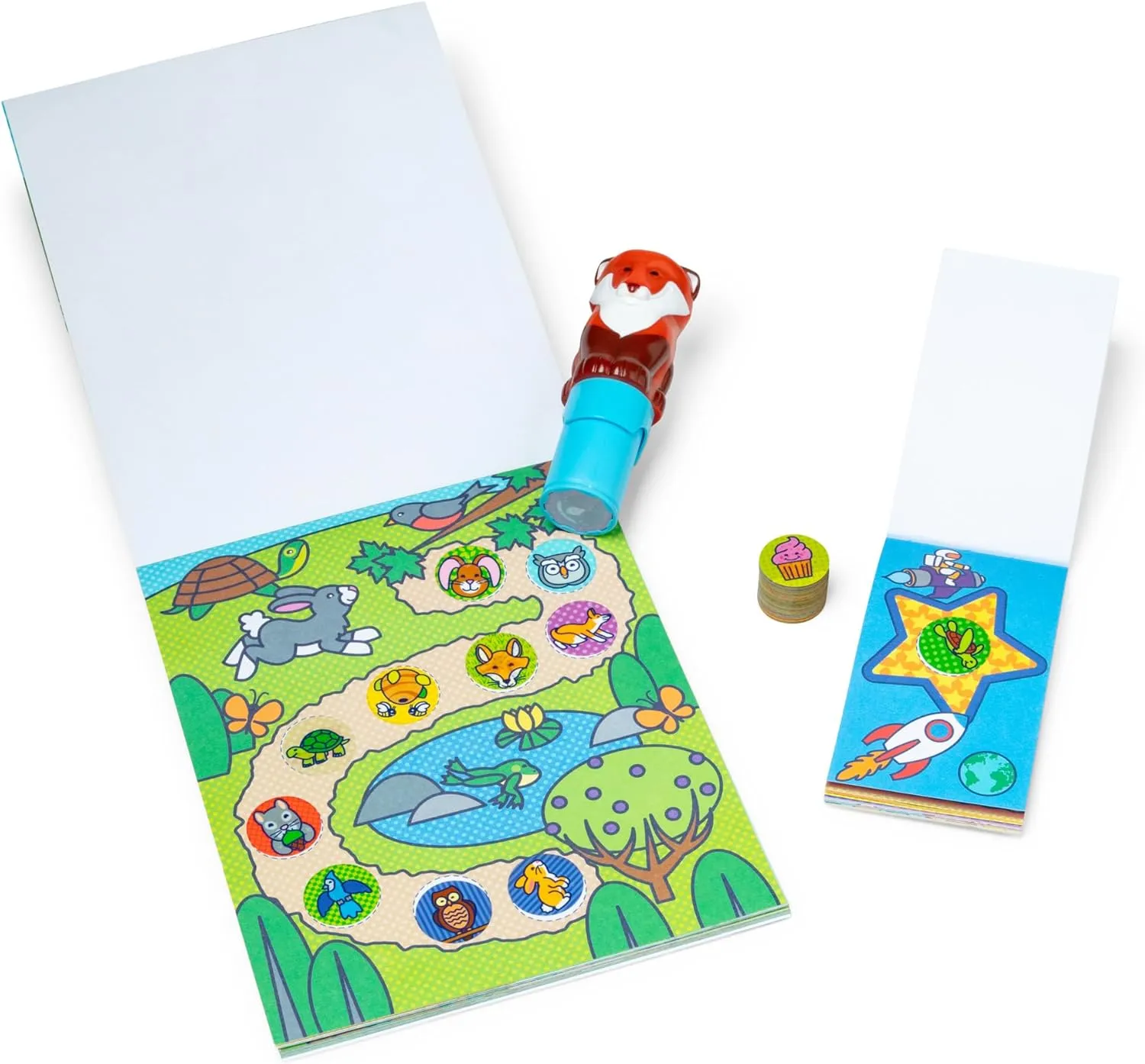 Melissa & Doug Sticker Wow!™ Fox Bundle: 24-Page Activity Pad, Sticker Stamper, 500 Stickers, Arts and Crafts Fidget Toy Collectible Character